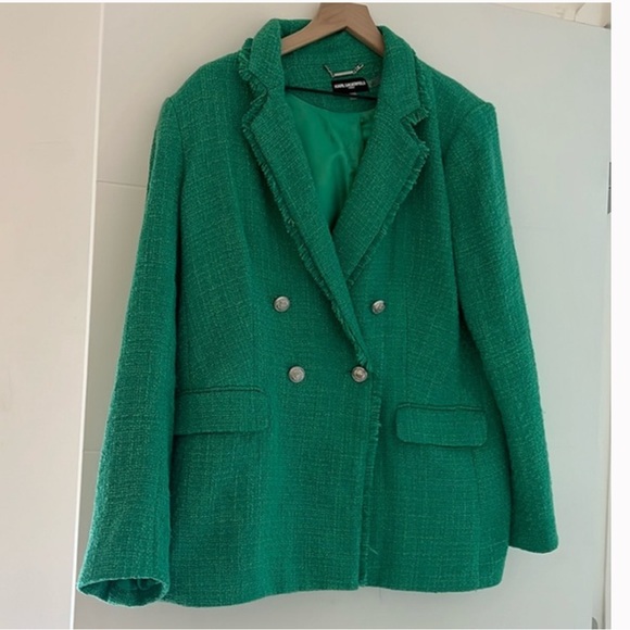 Karl Lagerfeld Green Tweed Blazer - Picture 2 of 3